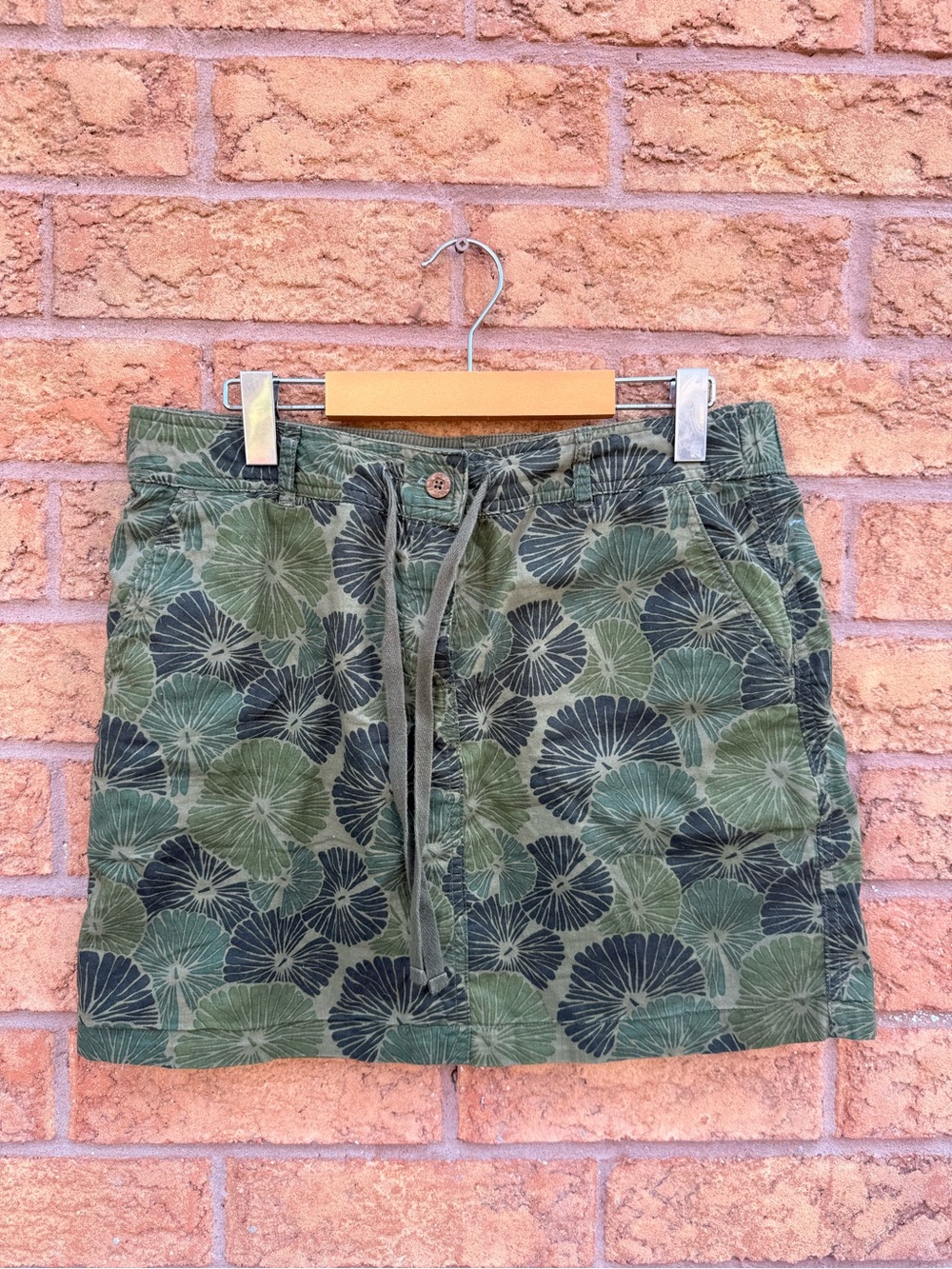 💫4/$25 • Olive Green Floral Drawstring Reversible Women's Skirt